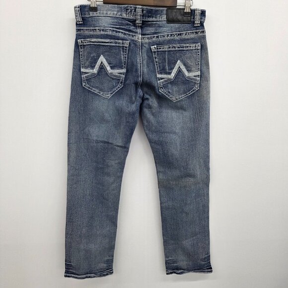 TrueLuck Mens 32x30 Straight Leg Jeans Blue Medium Wash Casual Denim Pants - Picture 3 of 14